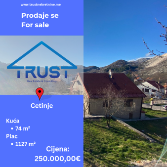Kuca 74m2, Cetinje, Prodaja