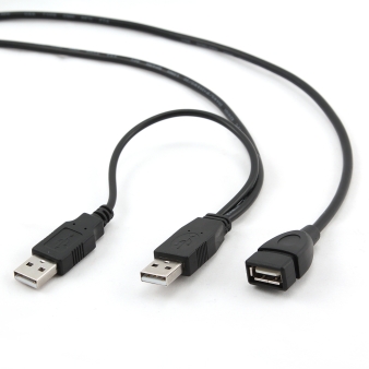 Dual USB 2.0 A-plug A-socket, 1.8m extension cable