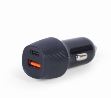 2-portni USB brzi punjač za auto, Type-C PD, 18 W, crni