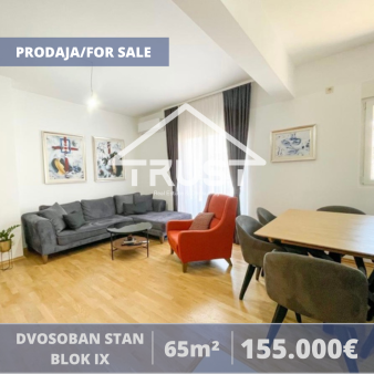 Dvosoban stan 65m2, Blok 9, Podgorica - Prodaja 