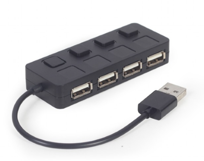 Hab 4-portni sa prekidačima, USB 2.0 , black, Gembird