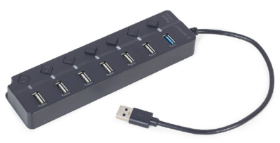 Hab 7-portni USB sa prekidačima, black, Gembird