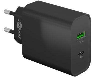 USB brzi punjač USB-PD/QC (45 W), crni, Goobay