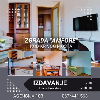 Izdajemo na duži period dvosoban stan u zgradi Amfore, Podgorica