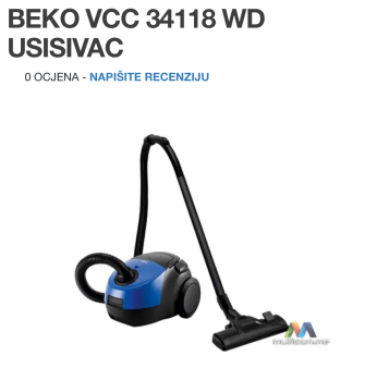 Beko VCC 34118WD neotpakovan usisivac sa garancijom 18 mjeseci